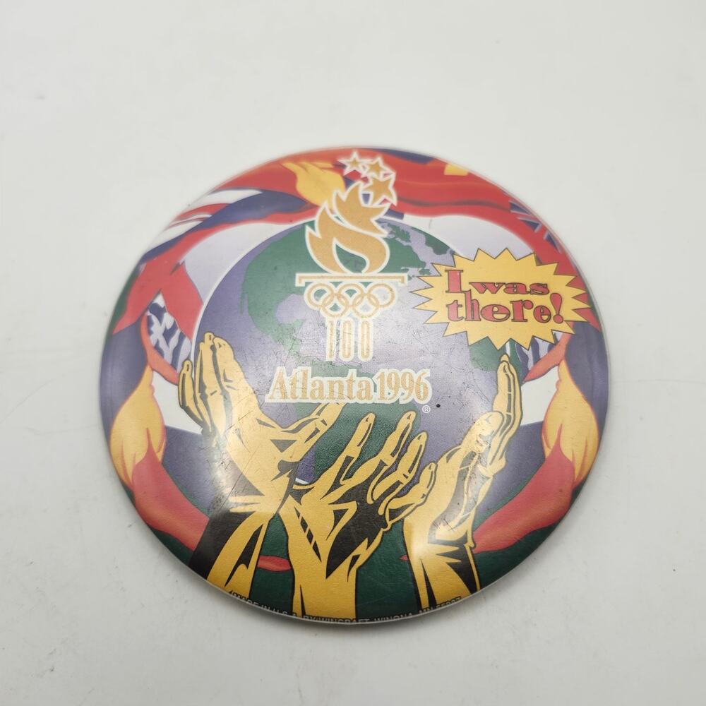 Vintage 1996 Atlanta Olympic Games I Was There Centennial Pinback Button Badge